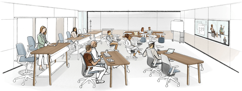 Large classroom design for teams