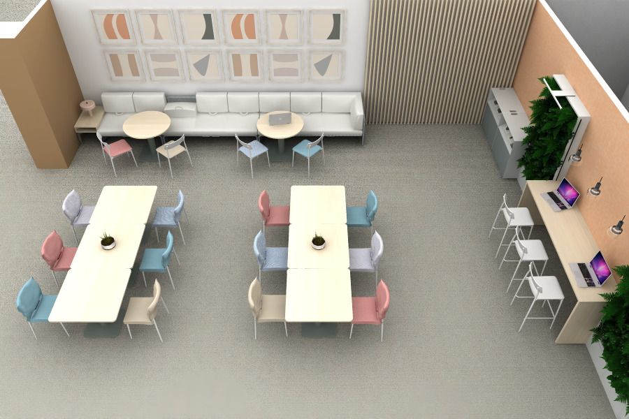 steelcase rendering work cafe mixed furniture