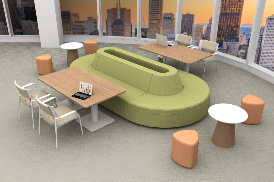 steelcase rendering work cafe green