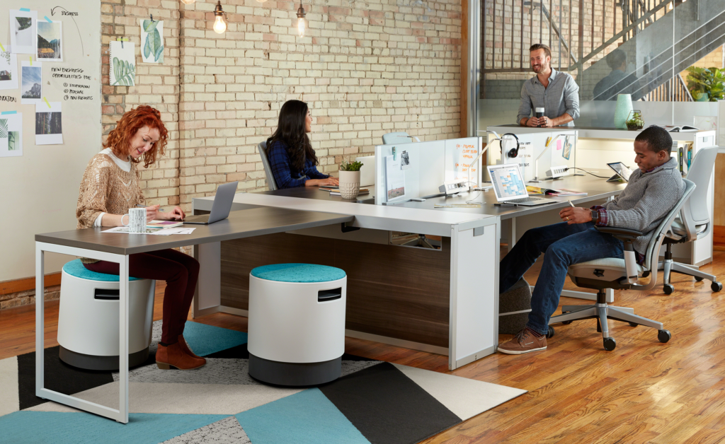 fixed workstations and collaboration space