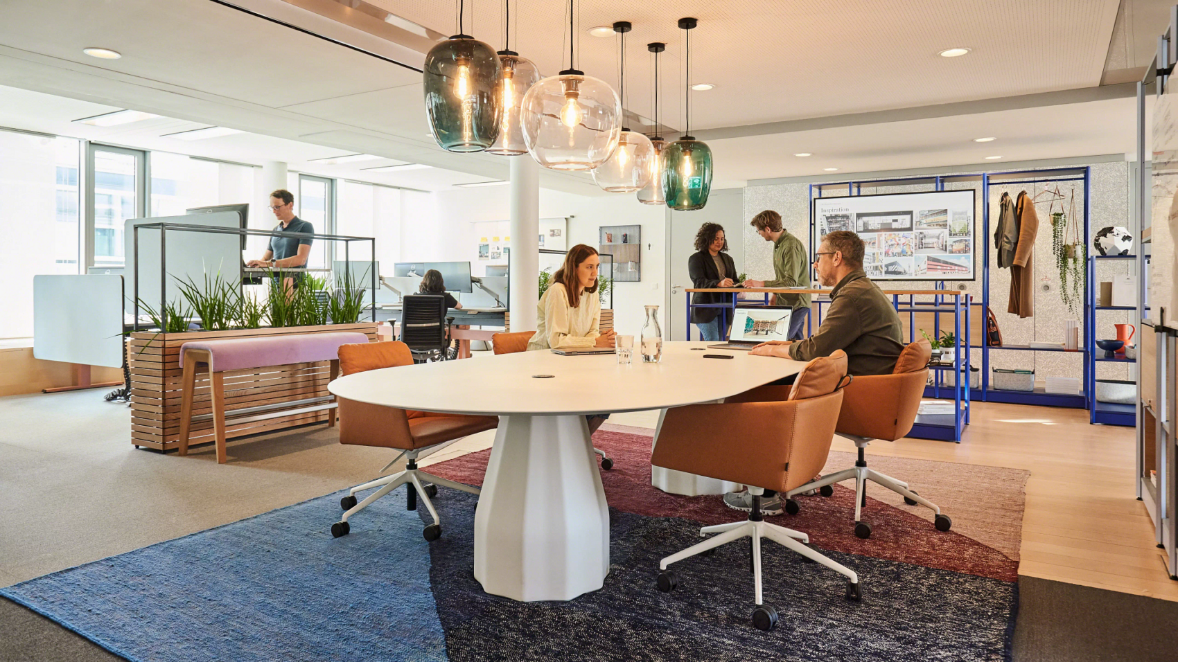 round base collaborative table with people