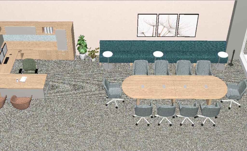 steelcase rendering of large private office with conference table