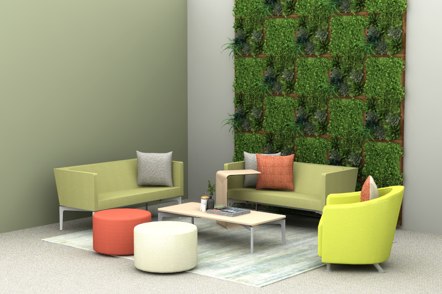 steelcase rendering reception green