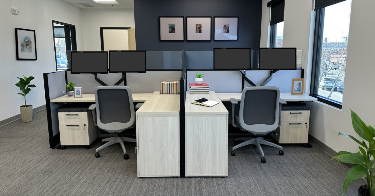 Open office workstations with privacy panels at Alliance Title & Escrow, Nampa Idaho