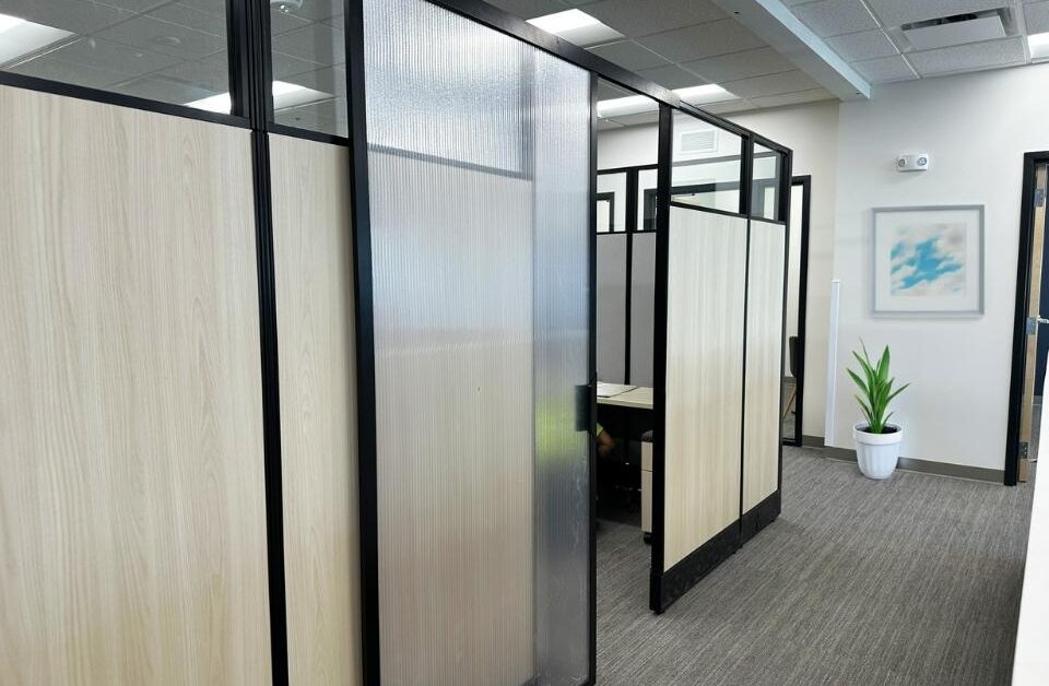 Glass partition offices and corridor, Alliance Title & Escrow Nampa Idaho