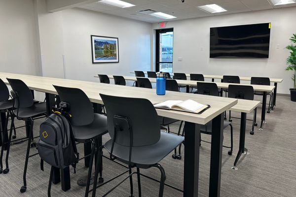 Multi-use training room with wall-mounted AV display, Alliance Title & Escrow Nampa Idaho
